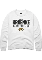 Averi Kroenke  Rally Missouri Tigers Mens White NIL Stacked Box Long Sleeve Crew Sweatshirt