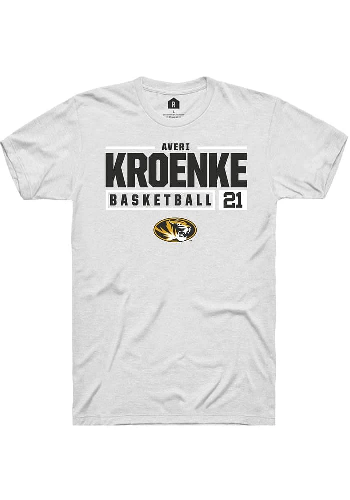 Averi Kroenke Missouri Tigers White Rally NIL Stacked Box Short Sleeve T Shirt