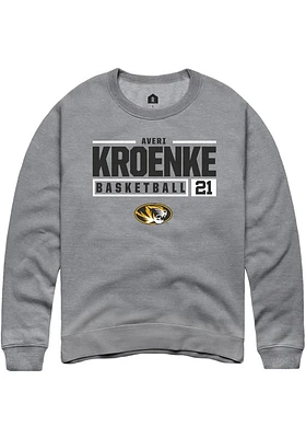Averi Kroenke  Rally Missouri Tigers Mens Graphite NIL Stacked Box Long Sleeve Crew Sweatshirt