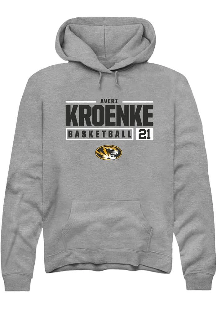Averi Kroenke Rally Missouri Tigers Mens Graphite NIL Stacked Box Long Sleeve Hoodie