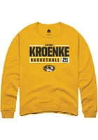 Averi Kroenke  Rally Missouri Tigers Mens Gold NIL Stacked Box Long Sleeve Crew Sweatshirt