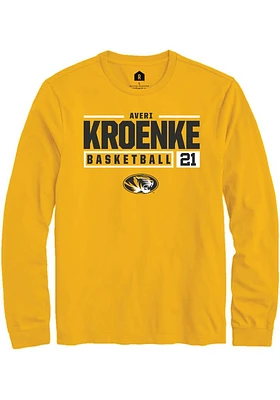 Averi Kroenke  Missouri Tigers Gold Rally NIL Stacked Box Long Sleeve T Shirt