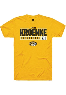 Averi Kroenke  Missouri Tigers Gold Rally NIL Stacked Box Short Sleeve T Shirt