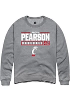 Dalton Pearson  Rally Cincinnati Bearcats Mens Graphite NIL Stacked Box Long Sleeve Crew Sweatsh..