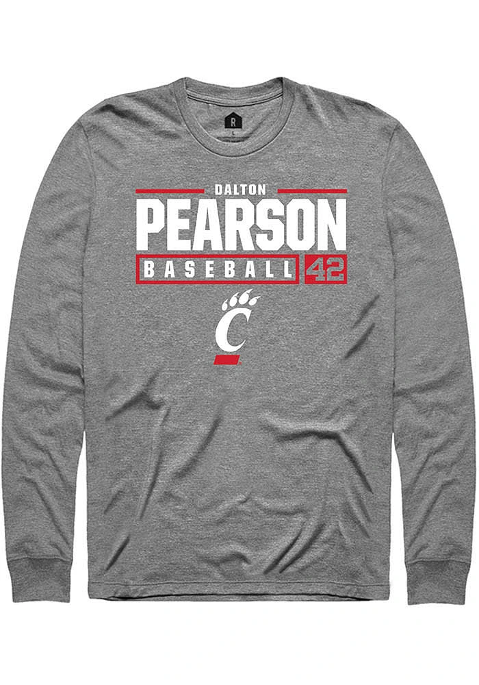 Dalton Pearson  Cincinnati Bearcats Graphite Rally NIL Stacked Box Long Sleeve T Shirt