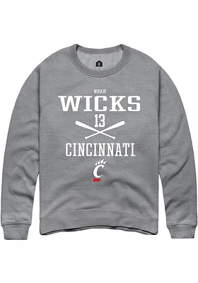 Noah Wicks  Rally Cincinnati Bearcats Mens Graphite NIL Sport Icon Long Sleeve Crew Sweatshirt