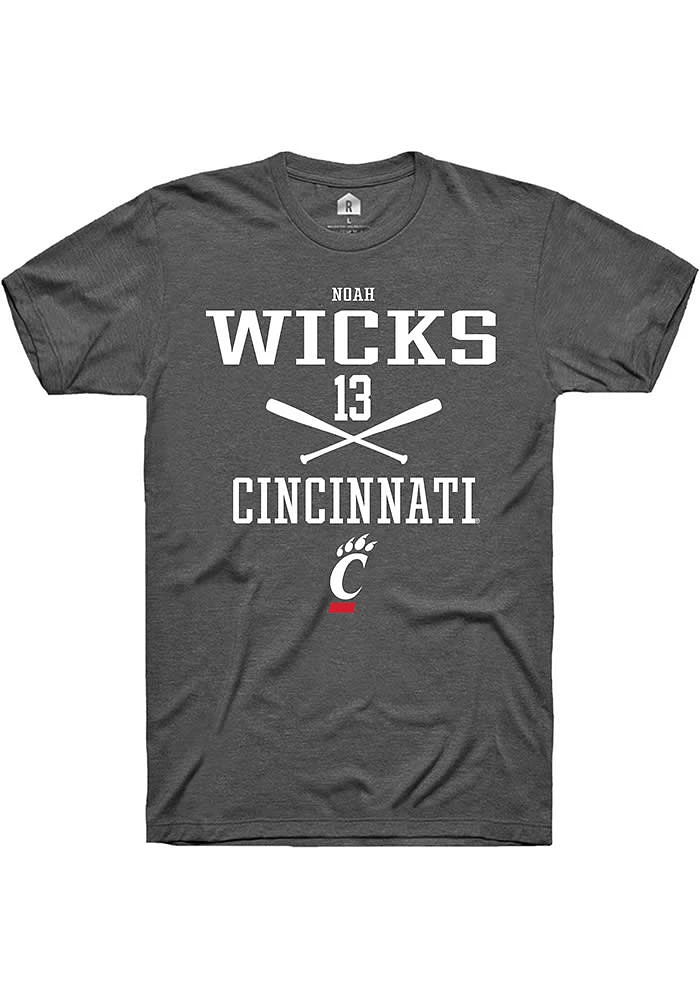 Noah Wicks  Cincinnati Bearcats Dark Grey Rally NIL Sport Icon Short Sleeve T Shirt