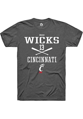 Noah Wicks  Cincinnati Bearcats Dark Grey Rally NIL Sport Icon Short Sleeve T Shirt