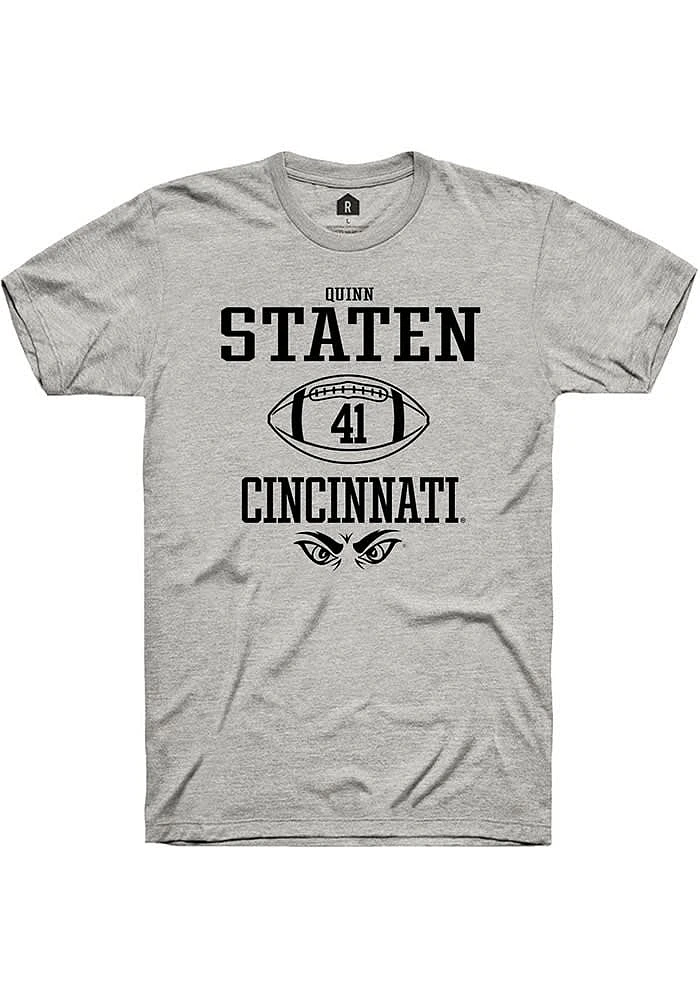 Quinn Staten  Cincinnati Bearcats Ash Rally NIL Sport Icon Short Sleeve T Shirt