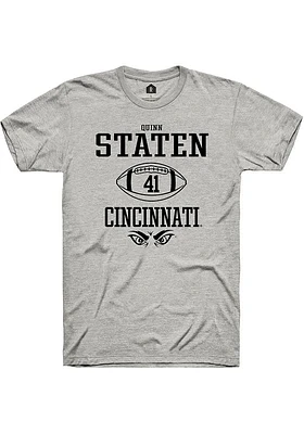 Quinn Staten  Cincinnati Bearcats Ash Rally NIL Sport Icon Short Sleeve T Shirt