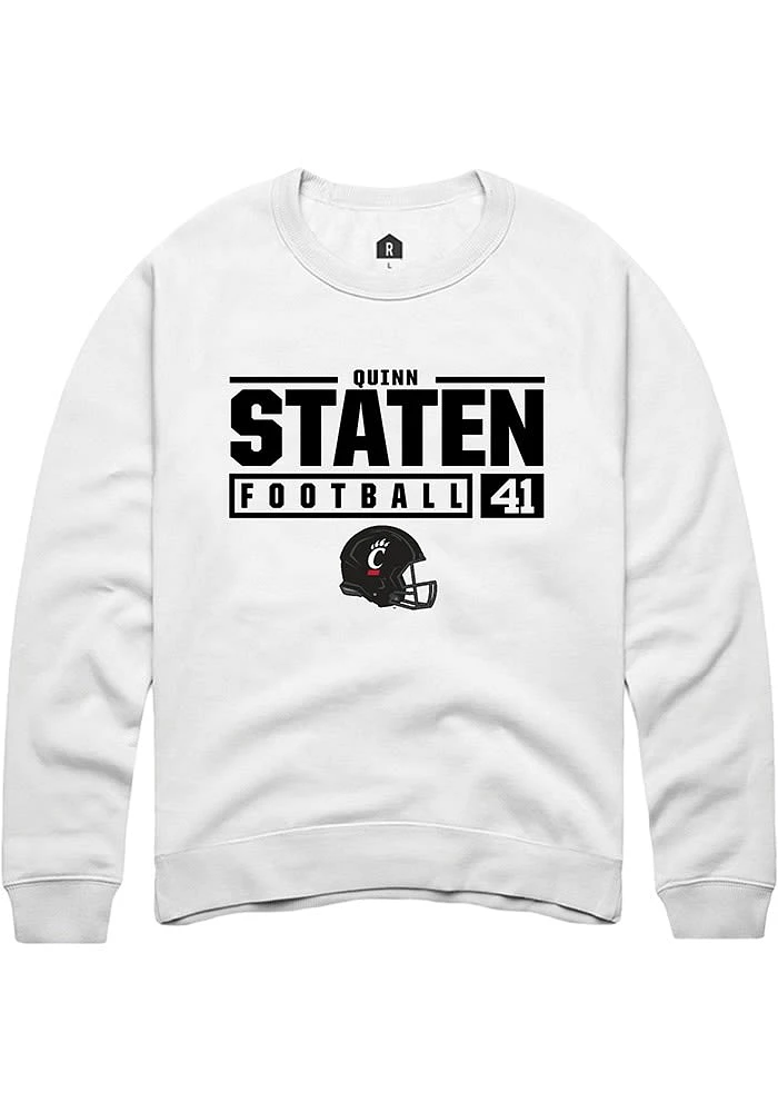 Quinn Staten Rally Cincinnati Bearcats Mens NIL Stacked Box Long Sleeve Crew Sweatshirt