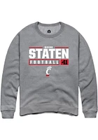 Quinn Staten  Rally Cincinnati Bearcats Mens Graphite NIL Stacked Box Long Sleeve Crew Sweatshirt