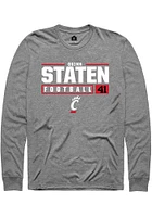 Quinn Staten  Cincinnati Bearcats Graphite Rally NIL Stacked Box Long Sleeve T Shirt