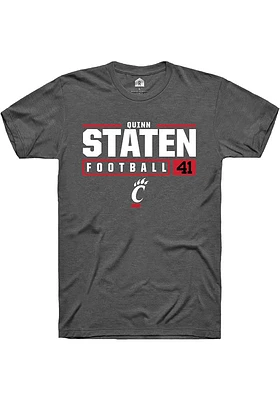 Quinn Staten  Cincinnati Bearcats Dark Grey Rally NIL Stacked Box Short Sleeve T Shirt