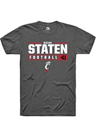 Quinn Staten  Cincinnati Bearcats Dark Grey Rally NIL Stacked Box Short Sleeve T Shirt