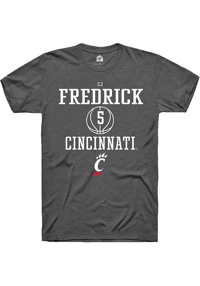 Cj Fredrick  Cincinnati Bearcats Dark Grey Rally NIL Sport Icon Short Sleeve T Shirt