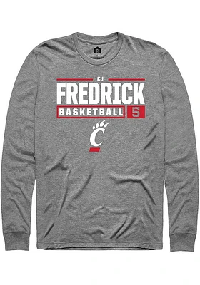 Cj Fredrick  Cincinnati Bearcats Graphite Rally NIL Stacked Box Long Sleeve T Shirt