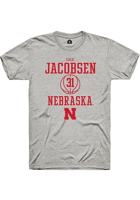 Cale Jacobsen  Nebraska Cornhuskers Ash Rally NIL Sport Icon Short Sleeve T Shirt