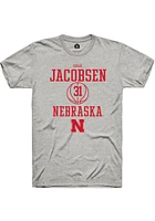 Cale Jacobsen  Nebraska Cornhuskers Ash Rally NIL Sport Icon Short Sleeve T Shirt