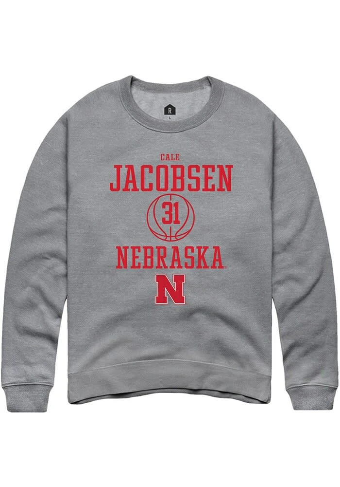 Cale Jacobsen Rally Nebraska Cornhuskers Mens Graphite NIL Sport Icon Long Sleeve Crew Sweatshirt