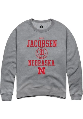 Cale Jacobsen  Rally Nebraska Cornhuskers Mens Graphite NIL Sport Icon Long Sleeve Crew Sweatshirt