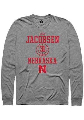 Cale Jacobsen  Nebraska Cornhuskers Graphite Rally NIL Sport Icon Long Sleeve T Shirt
