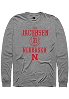 Cale Jacobsen  Nebraska Cornhuskers Graphite Rally NIL Sport Icon Long Sleeve T Shirt