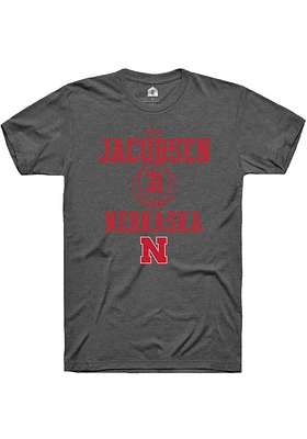 Cale Jacobsen  Nebraska Cornhuskers Dark Grey Rally NIL Sport Icon Short Sleeve T Shirt