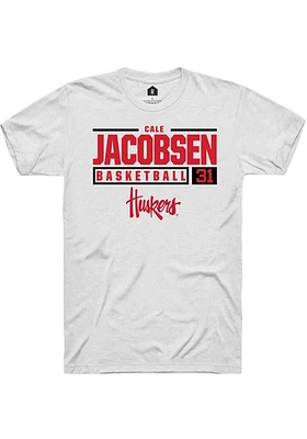 Cale Jacobsen Nebraska Cornhuskers Rally NIL Stacked Box Short Sleeve T Shirt