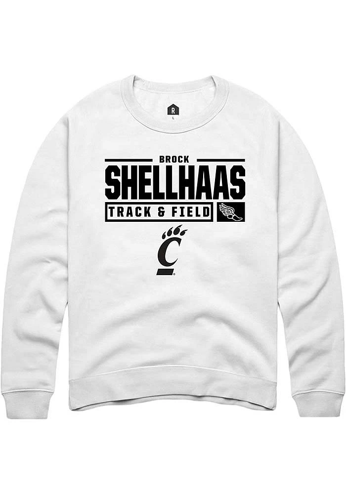 Brock Shellhaas Rally Cincinnati Bearcats Mens NIL Stacked Box Long Sleeve Crew Sweatshirt