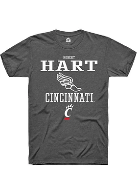 Robert Hart  Cincinnati Bearcats Dark Grey Rally NIL Sport Icon Short Sleeve T Shirt