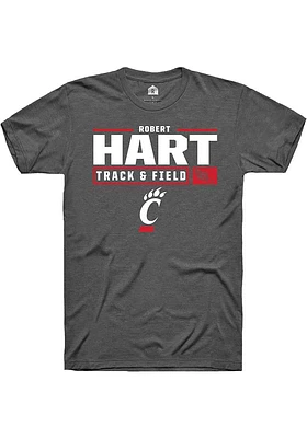 Robert Hart  Cincinnati Bearcats Dark Grey Rally NIL Stacked Box Short Sleeve T Shirt