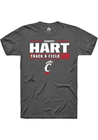 Robert Hart  Cincinnati Bearcats Dark Grey Rally NIL Stacked Box Short Sleeve T Shirt