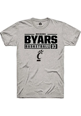 Brianna Byars  Cincinnati Bearcats Ash Rally NIL Stacked Box Short Sleeve T Shirt