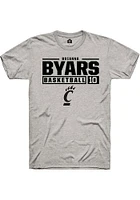 Brianna Byars  Cincinnati Bearcats Ash Rally NIL Stacked Box Short Sleeve T Shirt