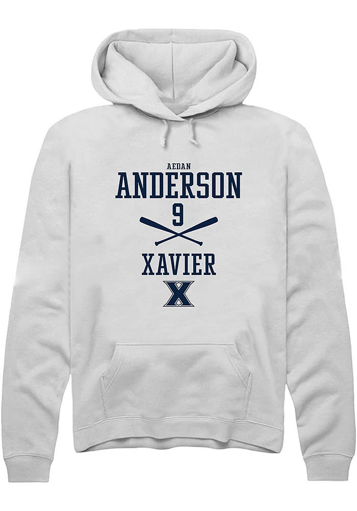 Aedan Anderson  Rally Xavier Musketeers Mens White NIL Sport Icon Long Sleeve Hoodie