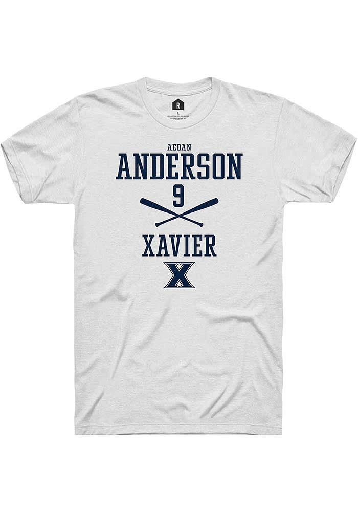 Aedan Anderson  Xavier Musketeers White Rally NIL Sport Icon Short Sleeve T Shirt