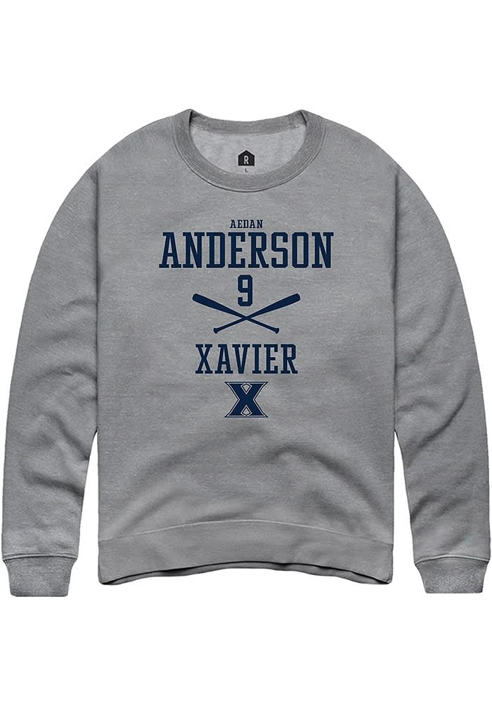 Aedan Anderson  Rally Xavier Musketeers Mens Graphite NIL Sport Icon Long Sleeve Crew Sweatshirt