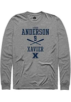 Aedan Anderson  Xavier Musketeers Graphite Rally NIL Sport Icon Long Sleeve T Shirt