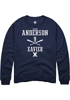 Aedan Anderson  Rally Xavier Musketeers Mens Navy Blue NIL Sport Icon Long Sleeve Crew Sweatshir..