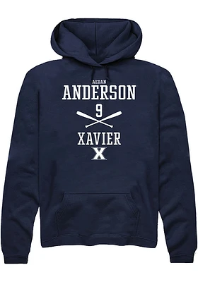 Aedan Anderson  Rally Xavier Musketeers Mens Navy Blue NIL Sport Icon Long Sleeve Hoodie