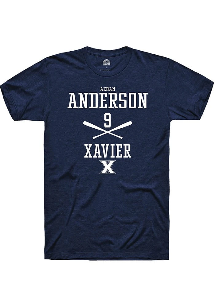 Aedan Anderson  Xavier Musketeers Navy Blue Rally NIL Sport Icon Short Sleeve T Shirt