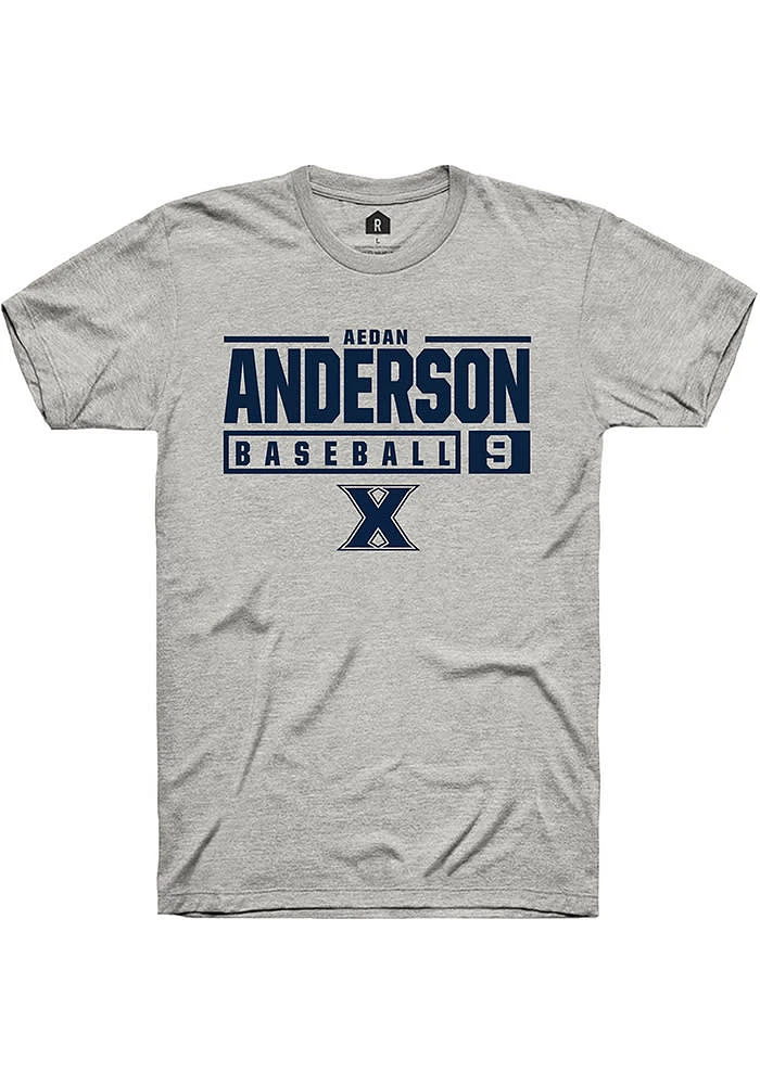 Aedan Anderson  Xavier Musketeers Ash Rally NIL Stacked Box Short Sleeve T Shirt