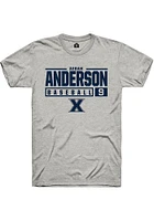 Aedan Anderson  Xavier Musketeers Ash Rally NIL Stacked Box Short Sleeve T Shirt