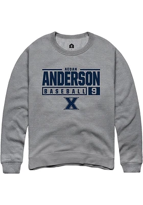 Aedan Anderson  Rally Xavier Musketeers Mens Graphite NIL Stacked Box Long Sleeve Crew Sweatshirt