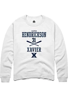 Carter Hendrickson  Rally Xavier Musketeers Mens White NIL Sport Icon Long Sleeve Crew Sweatshirt