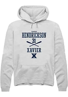 Carter Hendrickson  Rally Xavier Musketeers Mens White NIL Sport Icon Long Sleeve Hoodie