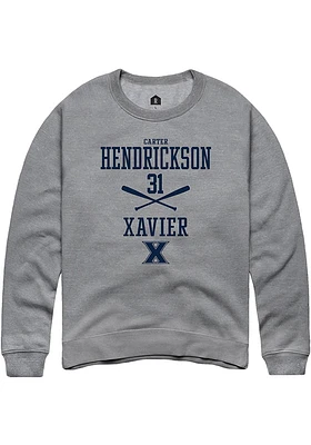 Carter Hendrickson  Rally Xavier Musketeers Mens Graphite NIL Sport Icon Long Sleeve Crew Sweatshi..