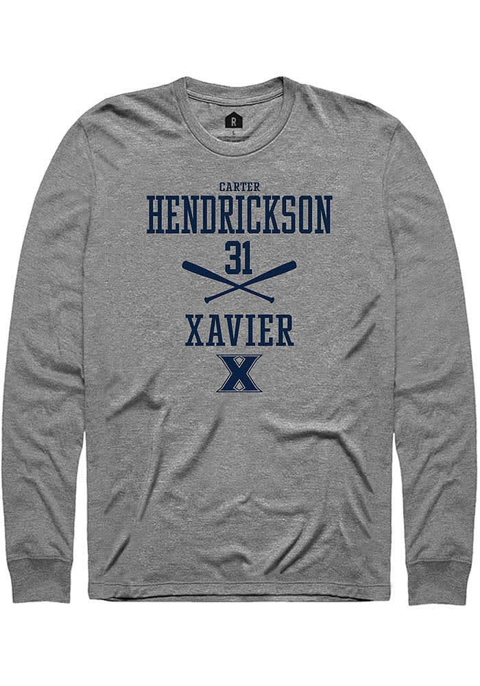 Carter Hendrickson  Xavier Musketeers Graphite Rally NIL Sport Icon Long Sleeve T Shirt