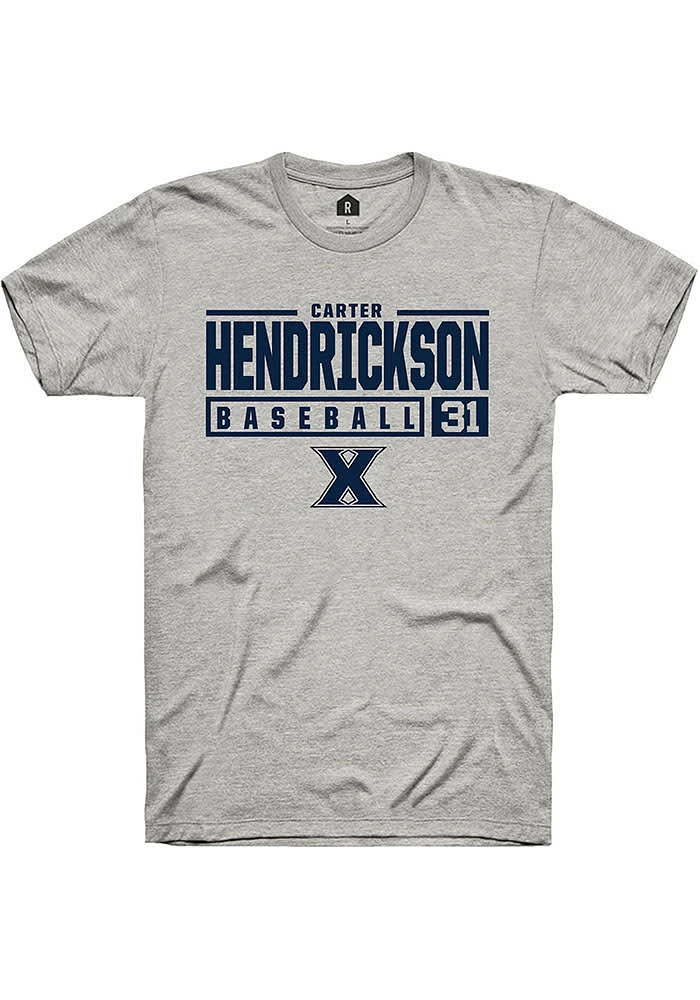 Carter Hendrickson  Xavier Musketeers Ash Rally NIL Stacked Box Short Sleeve T Shirt